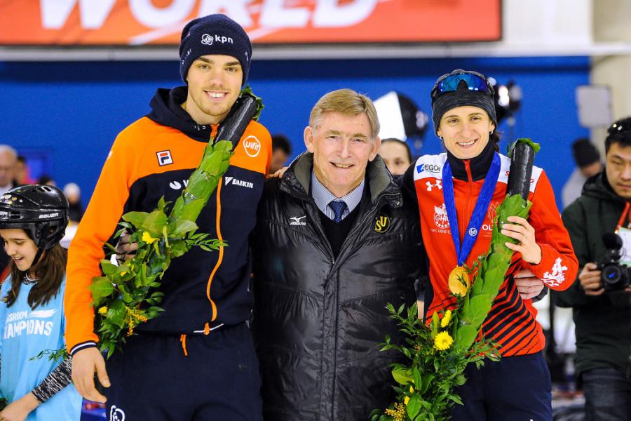 Patrick Roest (NED) Martina Sáblíková (CZE) Jan Dijkema ISU President  1128556009